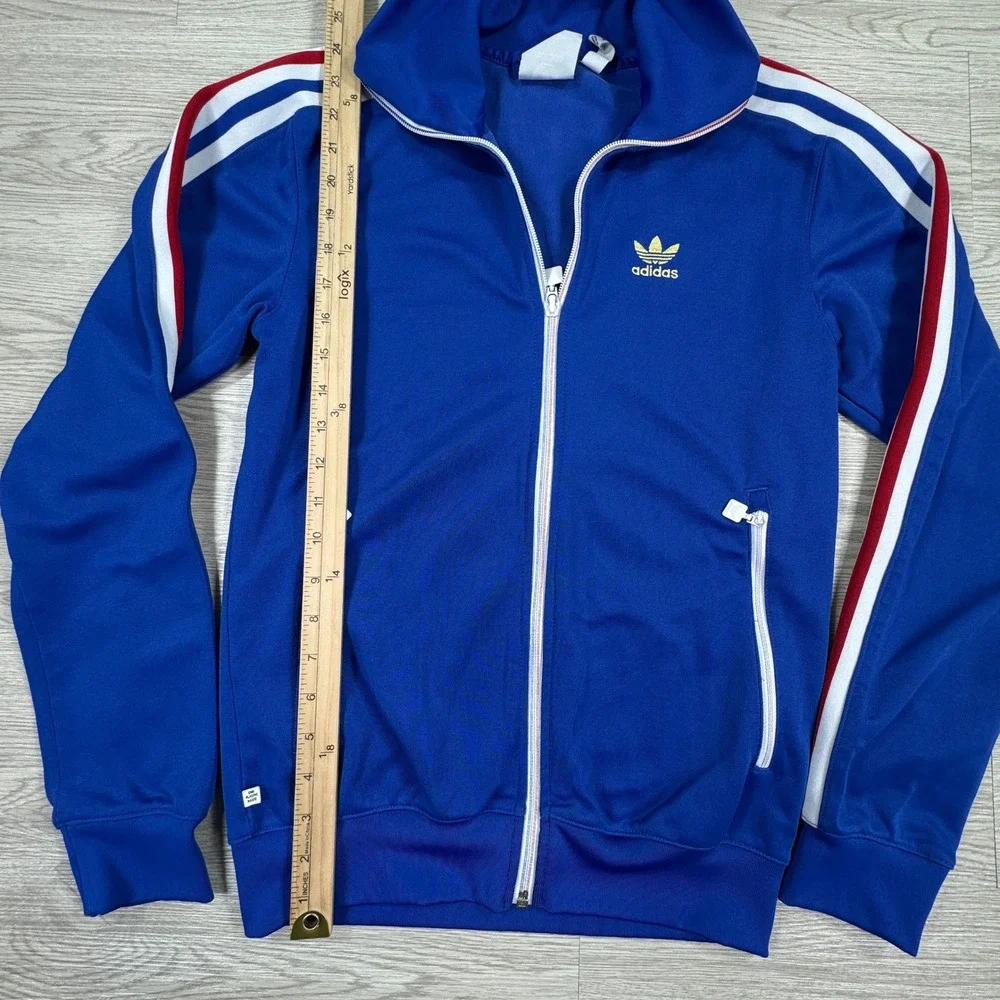 Adidas Originals Men's Track Jacket Blue White 3-Stripe Full Zip XS Retro